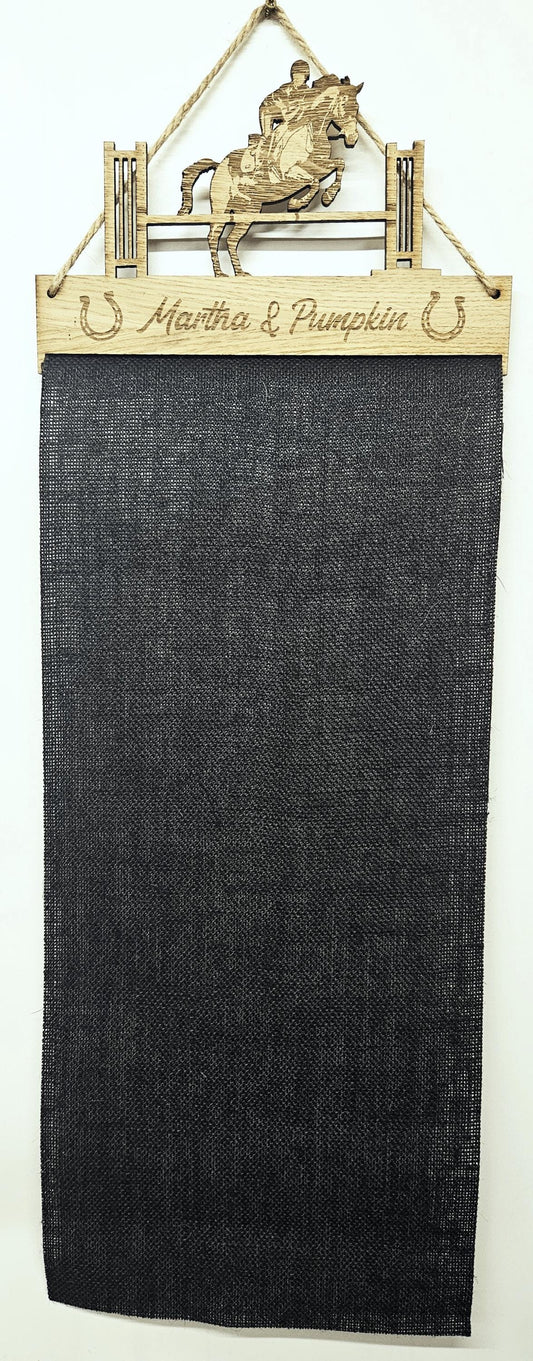 Rosette Holder Show Jumping - Personalised 6mm Oak Veneer MDF Horse Hanging Gift