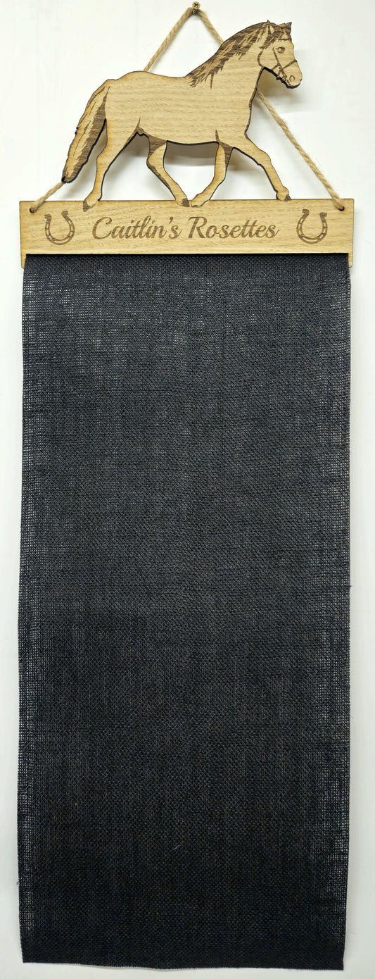 Rosette Holder Welsh Pony - Personalised 6mm Oak Veneer Horse Rosettes Hanging Gift