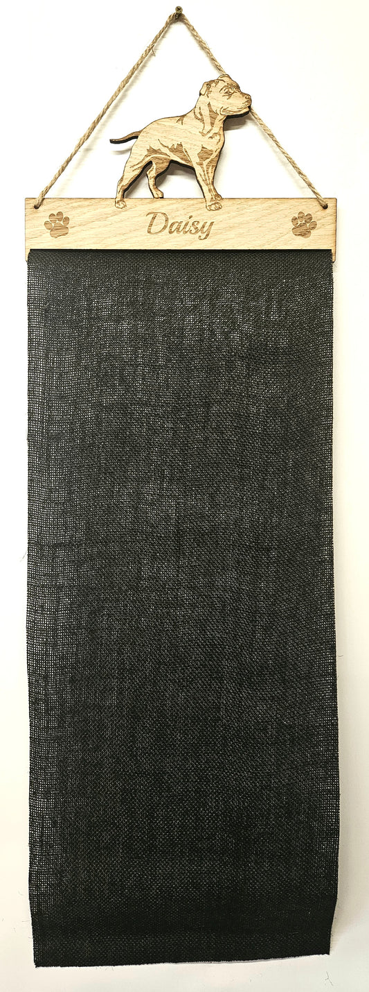 Rosette Holder Staffordshire Bull Terrier: Personalised 6mm Oak Veneer Dog Gift