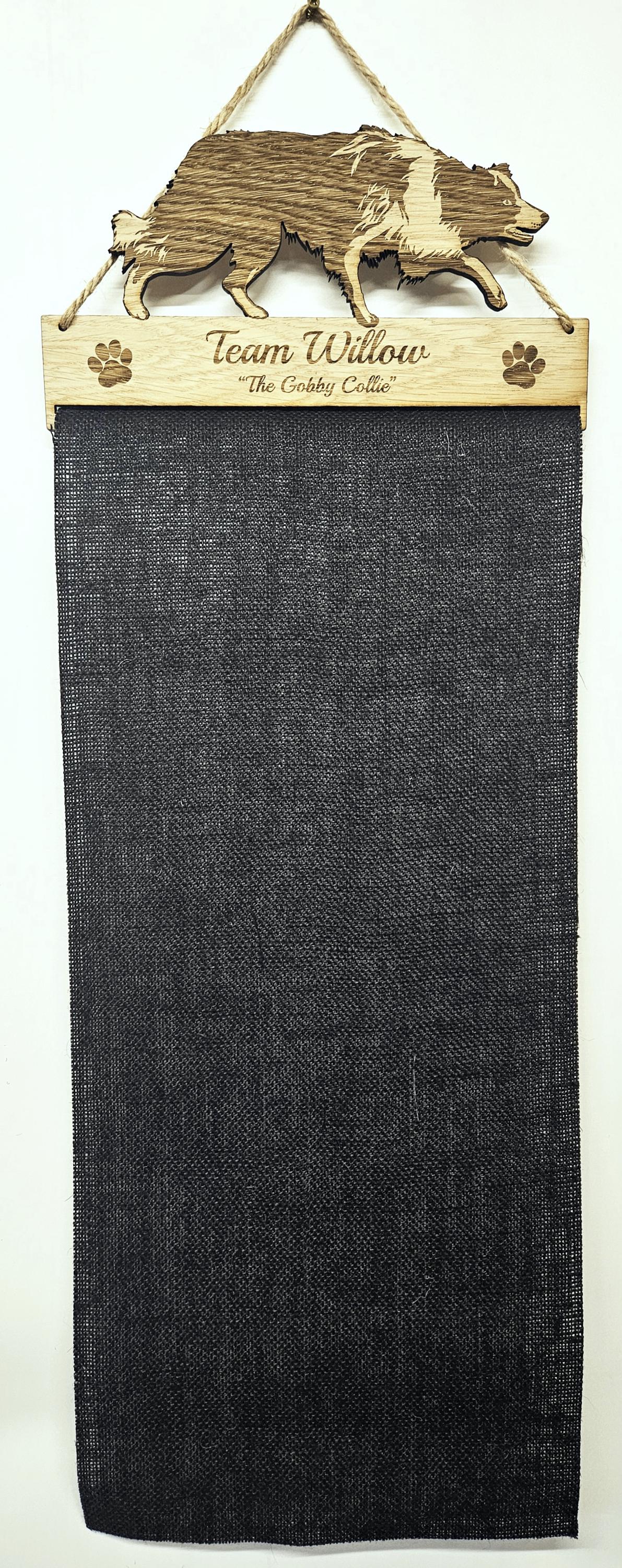 Rosette Holder Border Collie - Personalised 6mm Oak Veneer Rosettes Hanging Gift