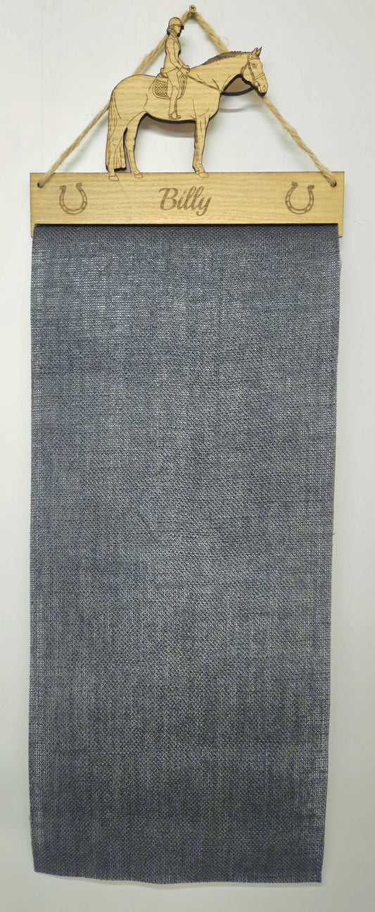 Rosette Holder of Horse and Rider: 6mm Oak Veneer Pony Riding Award Hanger